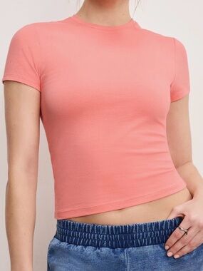 Good American Short-Sleeve Crewneck Top